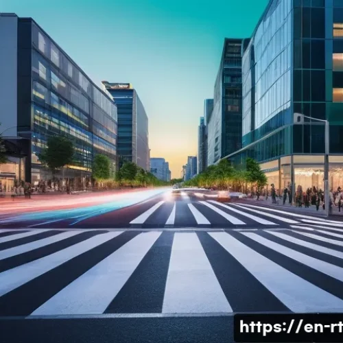 스마트시티 디자인에서의 교통 시스템 통합 - **Prompt:** A bustling, modern city intersection at dusk, showcasing AI-powered predictive traffic m...