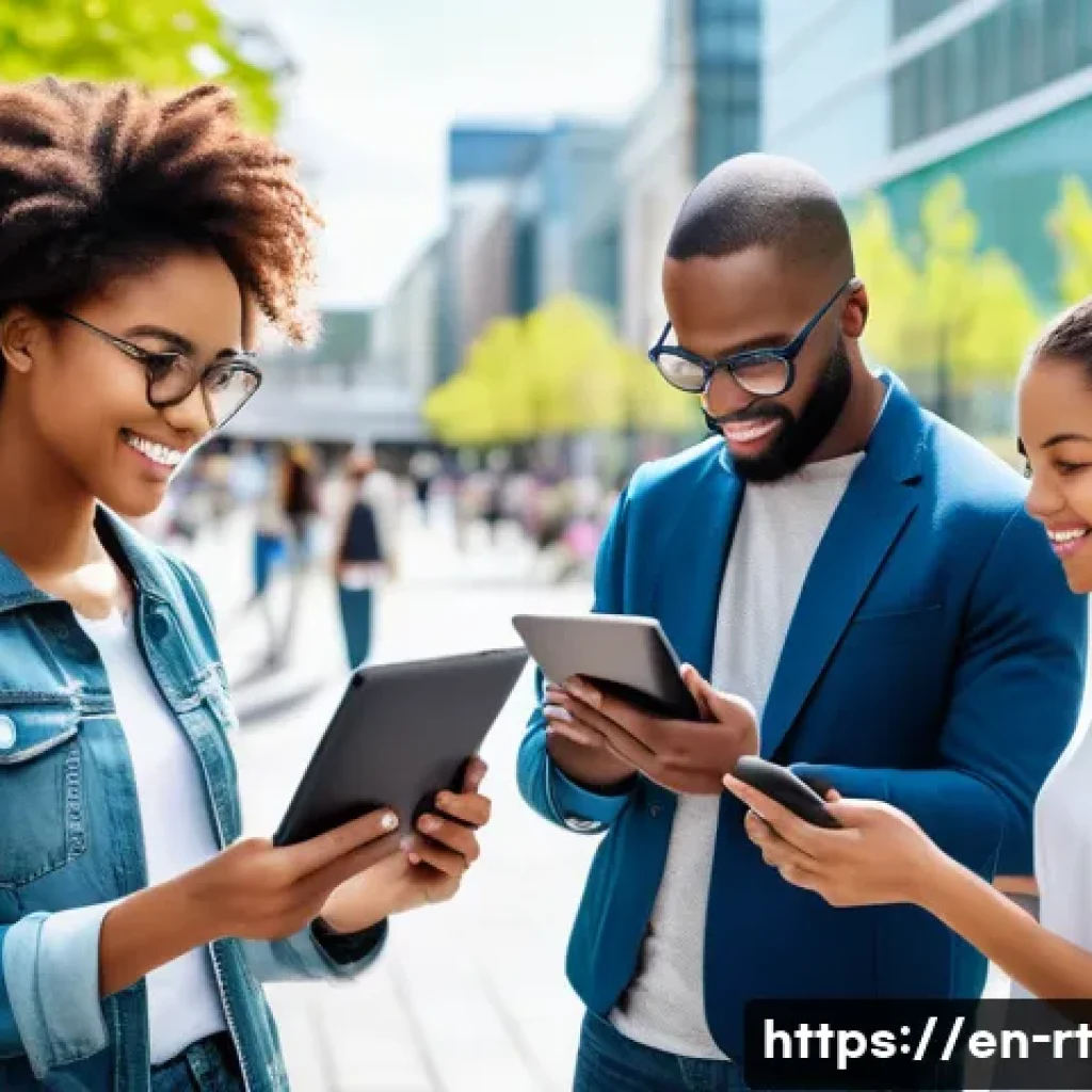 스마트시티 디자인의 정책적 지원 방안 - A diverse group of urban citizens actively engaging with a futuristic digital participatory platform...